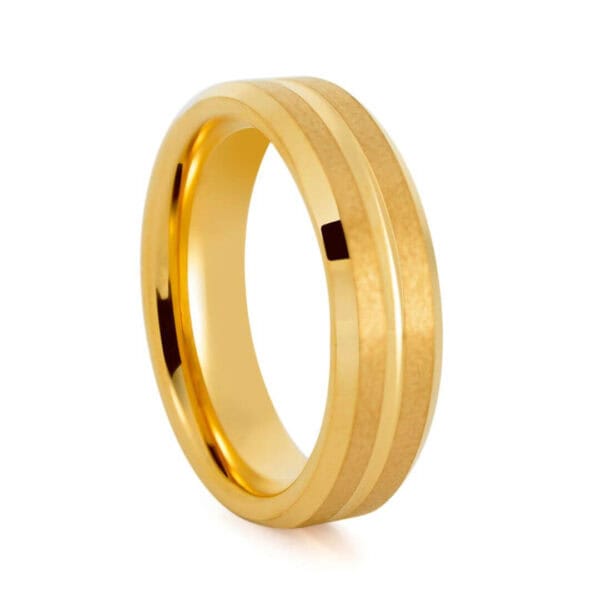 Gold ring for men made with tungsten carbide