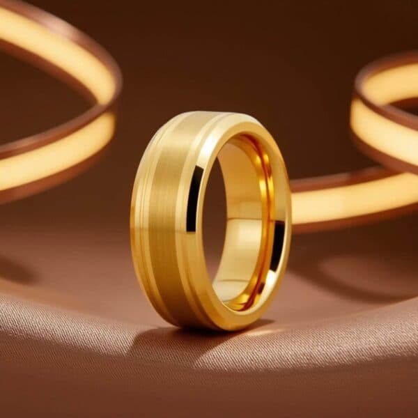 Mens Statement Ring / Fashion Accessory in Gold Tungsten