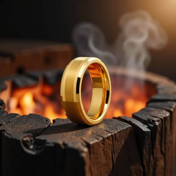 Gents eternity ring or promise band. Gold Tungsten Ring for Men
