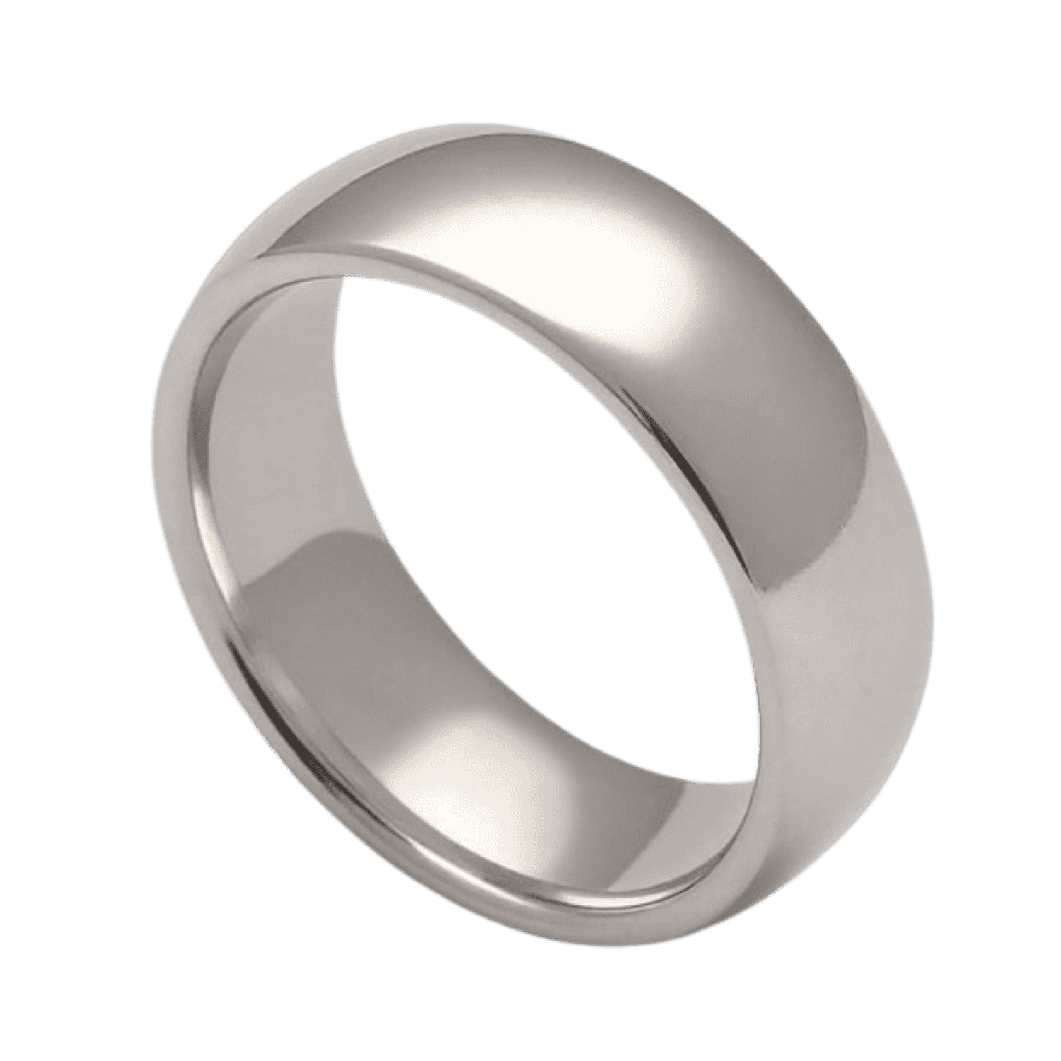 An elegant mans wedding band made with tungsten. This white gold male ring is a classic style and is well suited as a gents wedding ring or engagement ring.