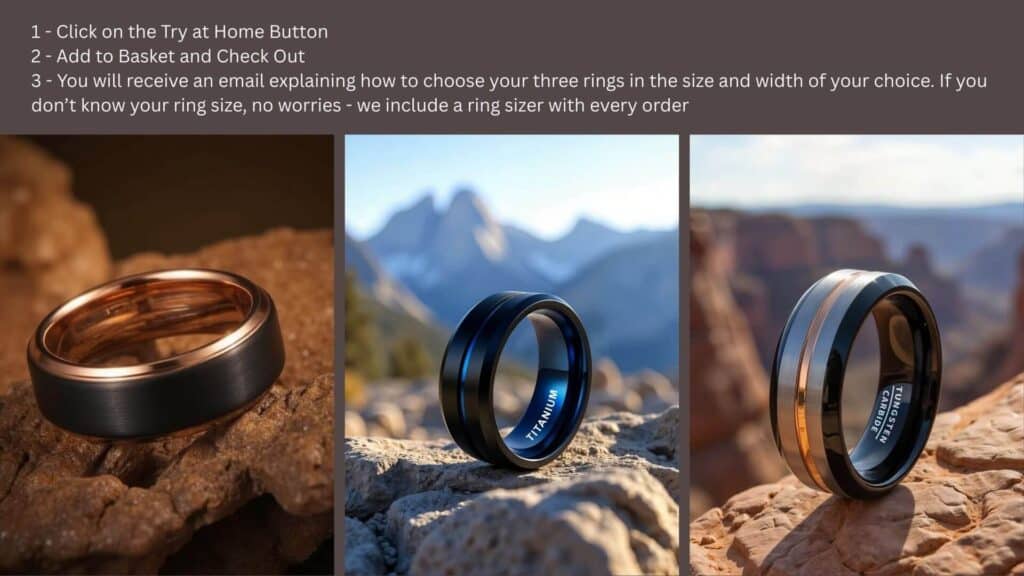 Try at Home ring option - choose three mens ring to try on
