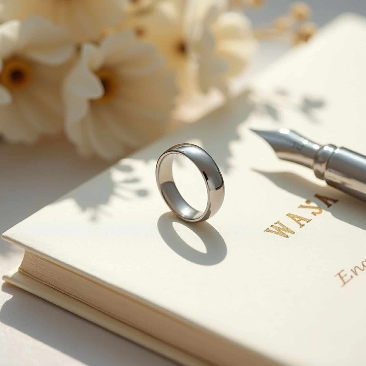 Mans wedding band or male engagement ring. This 4mm thin style ring is brimming with understated style.