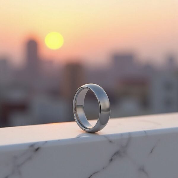 Mans promise ring or eternity band for gents. White gold tungsten ring in 4mm width.