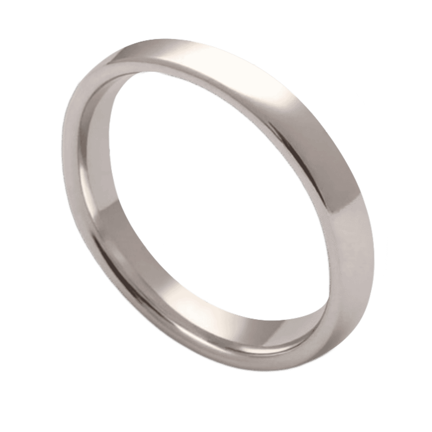 A white gold thin style tungsten ring for males. White gold colour and 4mm in width.