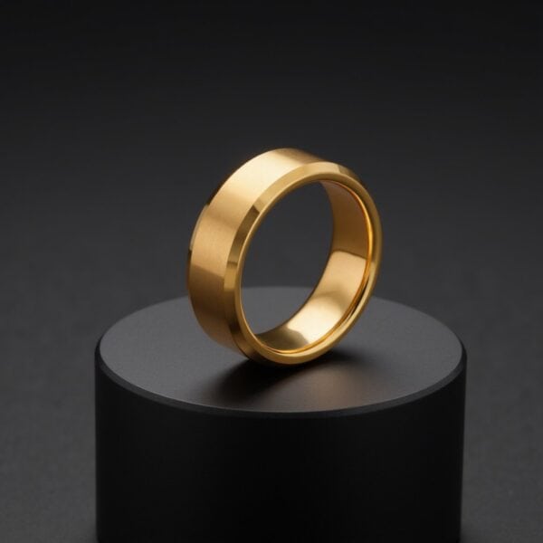 An elegant mens gold tungsten ring. Perfect as both a male eternity ring or a mans promise ring.