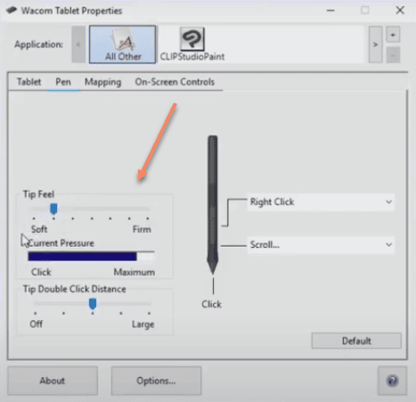 Adjusting Pen Sensitivity