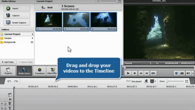 Drops Clip to the Timeline