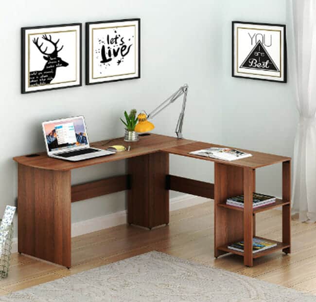 SHW L-Shaped Home Office Wood Corner Desk