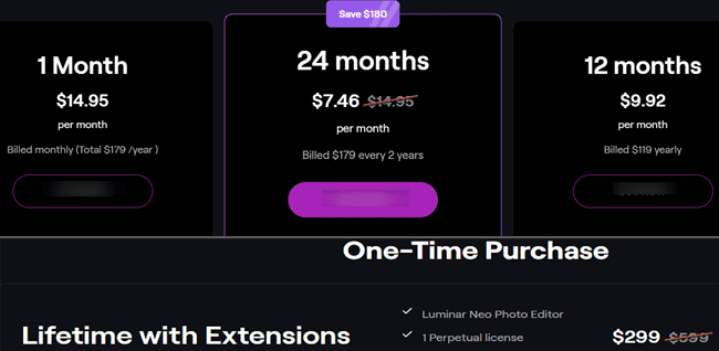 Luminar Neo Pricing