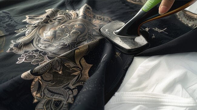 A Pressing Iron on Fabric