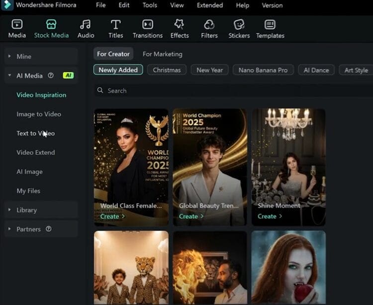 Filmora AI's user interface