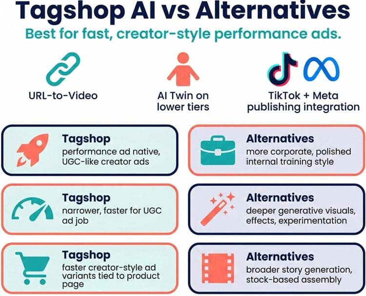 Infographic comparing Tagshop AI vs alternatives
