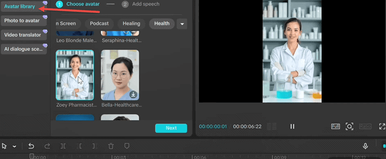 CapCut's Avatar Library