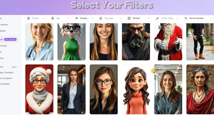 Vidnoz AI Rendering by Avatar Type