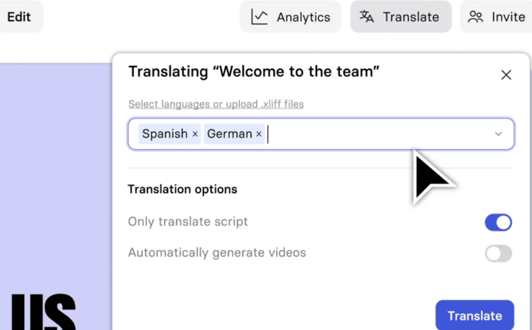 Synthesia AI's multilingual capabilities for translations
