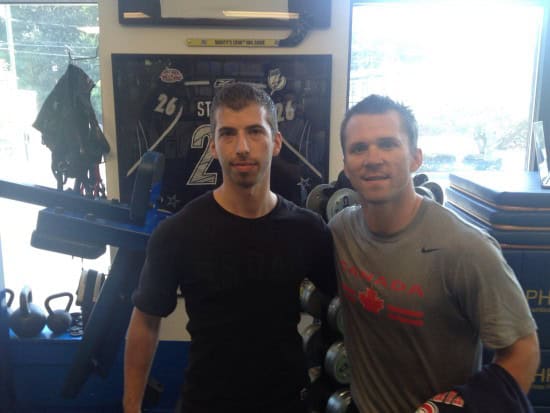 Posing with Stanley Cup champ, MVP, 2x Art Ross winner and Olympic gold winner, Martin St. Louis of the New York Rangers