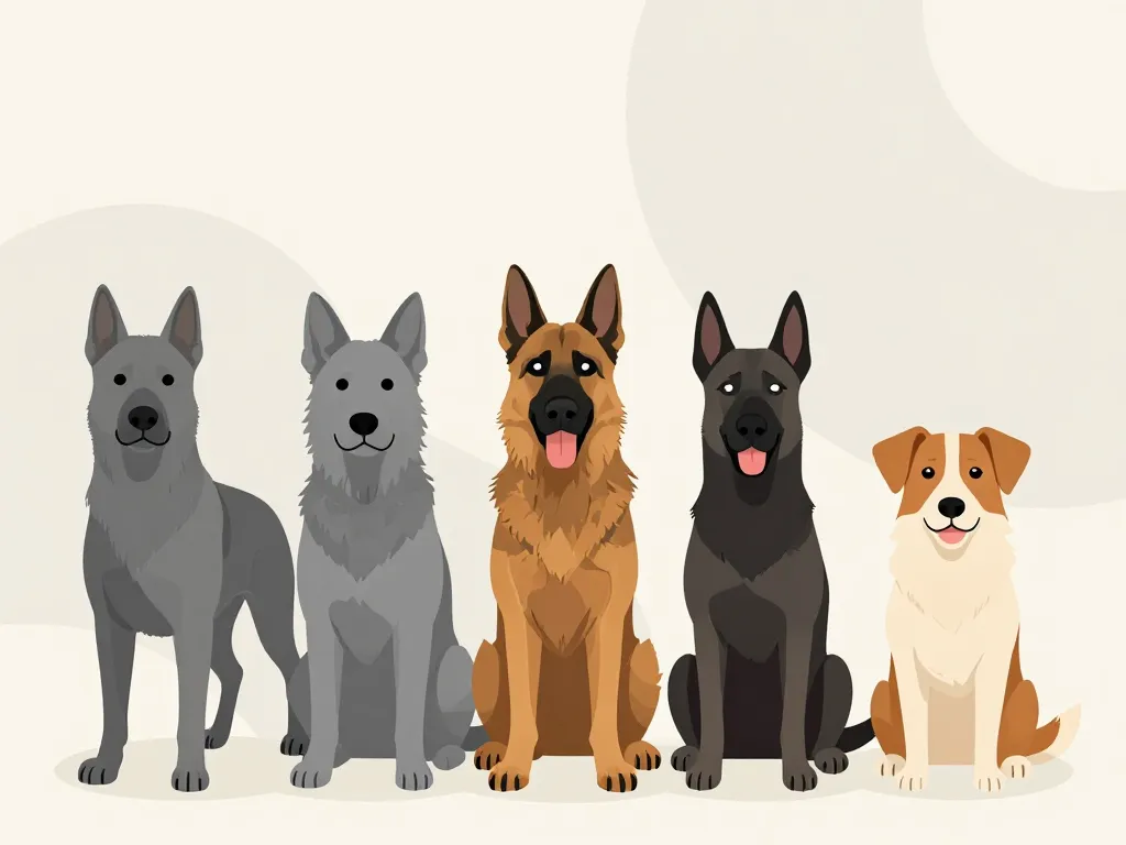 différents bergers gris côte à côte comparaison