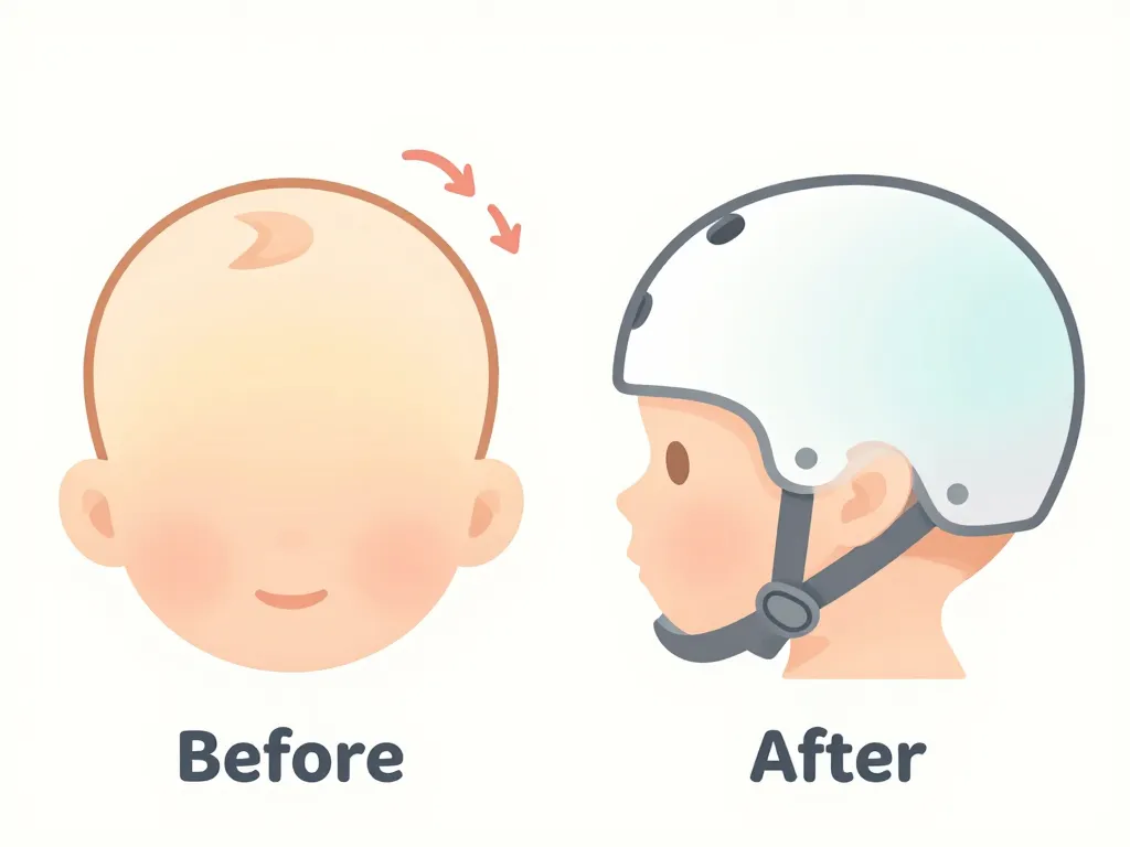 casque plagiocéphalie avant après schéma résultats bébé