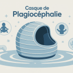 casque plagiocéphalie avant après illustration vectorielle bébé