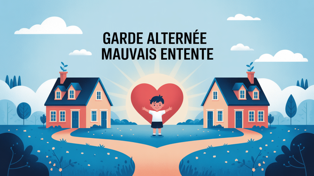 illustration garde alternée mauvaise entente entre parents enfant cœur