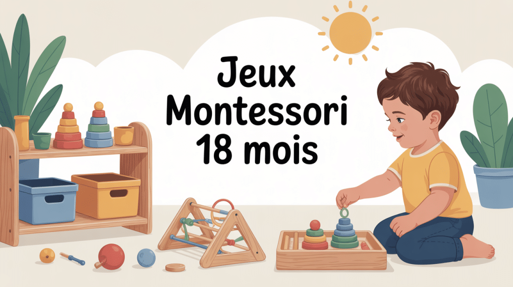 jeux montessori 18 mois sur étagère basse illustration