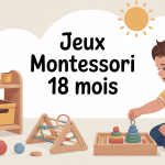 jeux montessori 18 mois sur étagère basse illustration