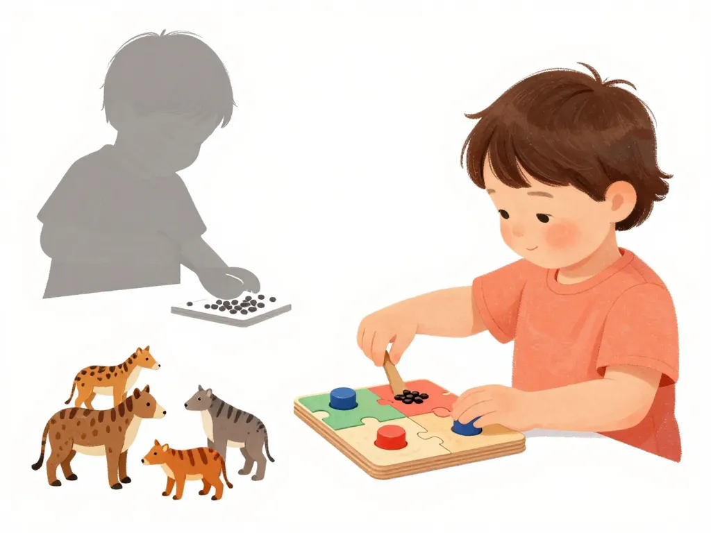 jeux montessori 18 mois enfant joue transvasement puzzle animaux