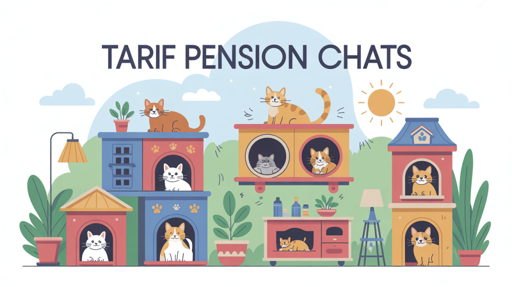 illustration pension pour chat tarif avec logements et bien-être