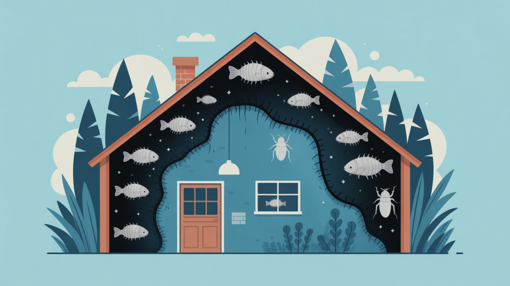 poisson d'argent larve infestation illustration maison