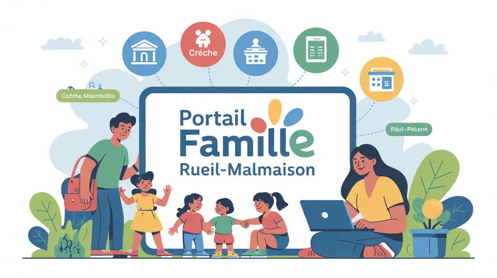 portail famille rueil illustration famille sur ordinateur icônes services
