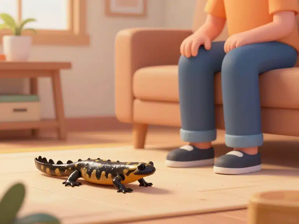 salamandre dans la maison personne calme salon