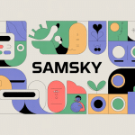 Illustration univers numérique Samsky, technologie, créativité et simplicité
