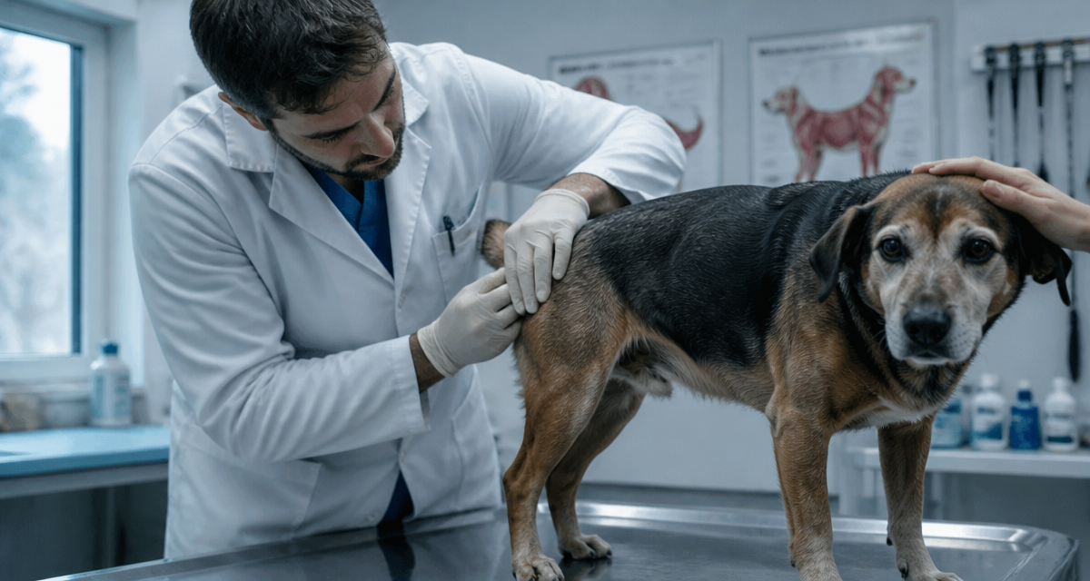 circumanalome chien vétérinaire examine