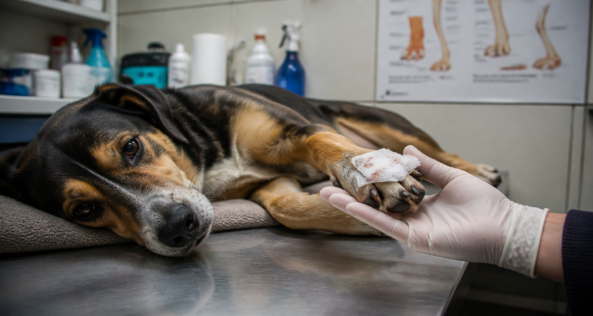 coussinet chien arraché repousse en clinique