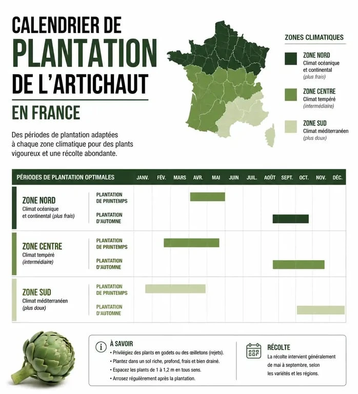 Calendrier de plantation de l'artichaut selon les régions et les saisons pour réussir sa culture au potager