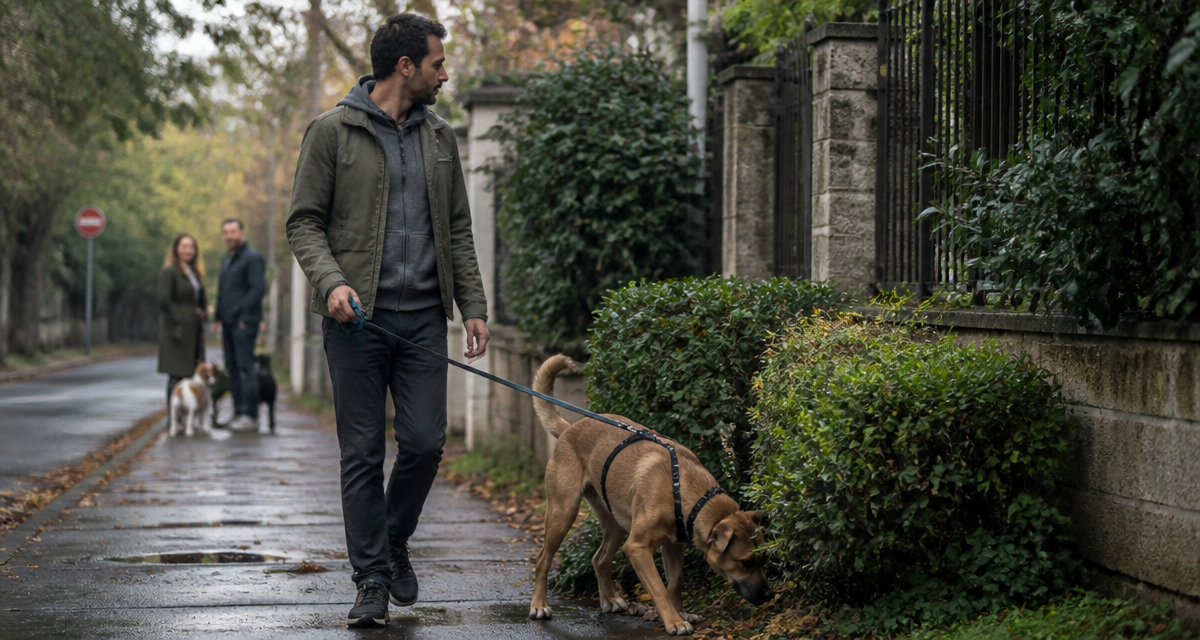 sortir son chien 1 fois par jour homme promène chien
