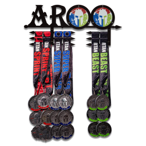 Porta medaglie Spartan Aroo nero con due porta trifecta - Nitteb