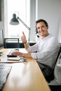 call center agent smiling