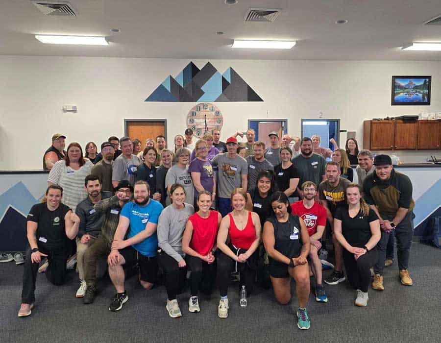 Group photo of North Platte Physical Therapy team and clients.
