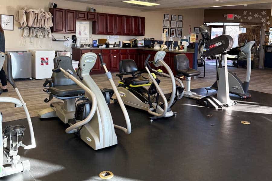 Fitness equipment at North Platte Physical Therapy clinic in Nebraska.