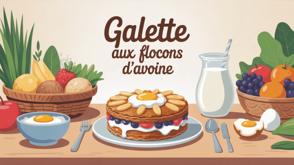 Galette aux flocons d'avoine sur table de petit-déjeuner sain