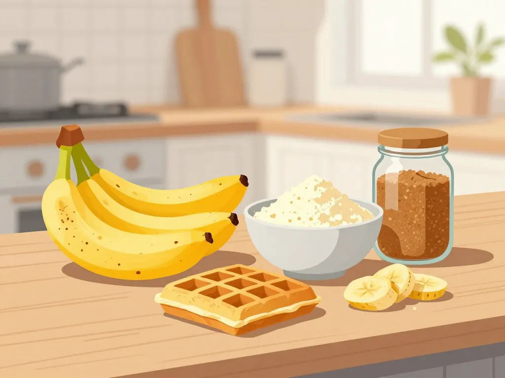 ingrédients pour gaufres bananesques chicchew sur plan de travail