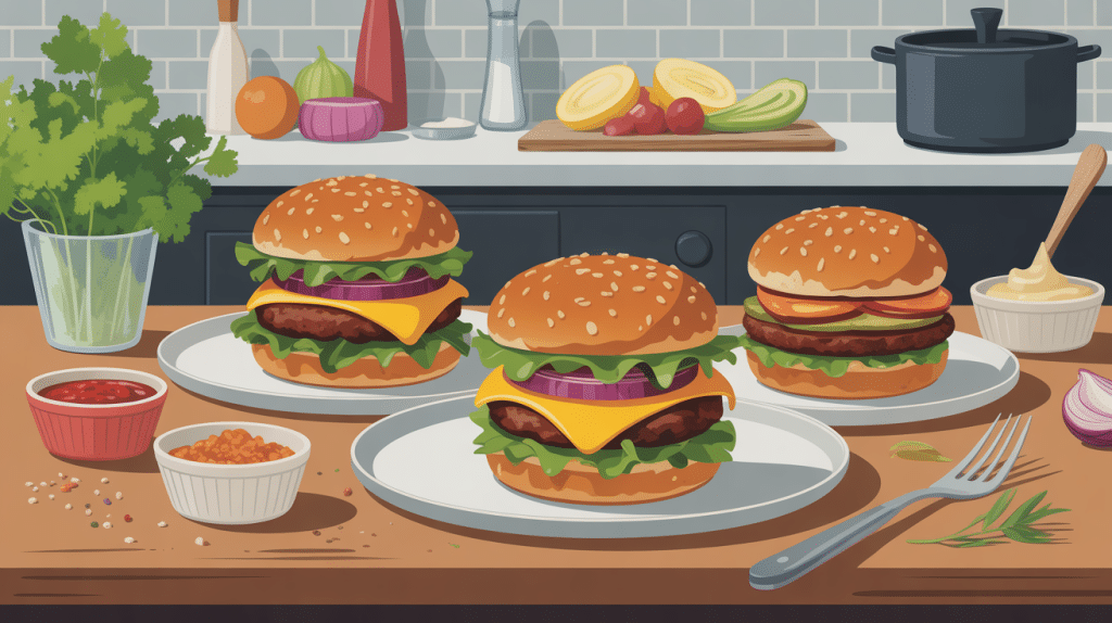 illustration sauce big king maison avec bols et ingrédients