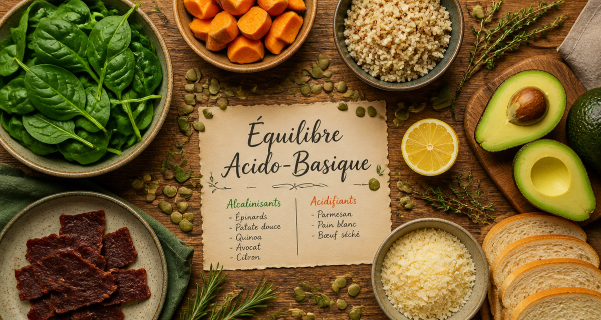 aliment acide ou basique sur table pour équilibre acido-basique