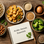 aliments et acides amines essentiels en vue de dessus