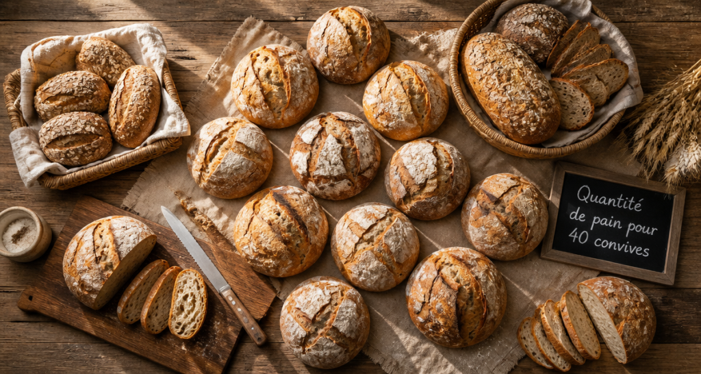 combien de boule de pain pour 40 personnes sur une table