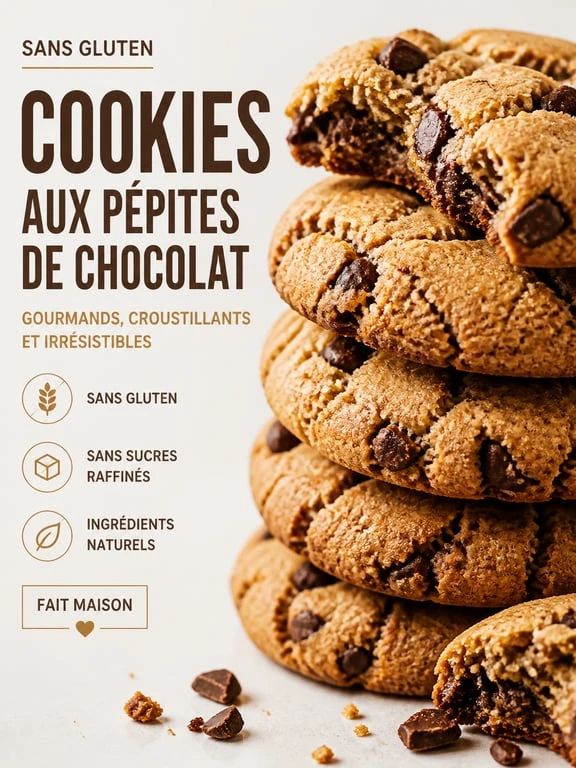 Cookies sans gluten aux pépites de chocolat sur une assiette