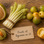 Légume fruit en U, six variétés rares sur table