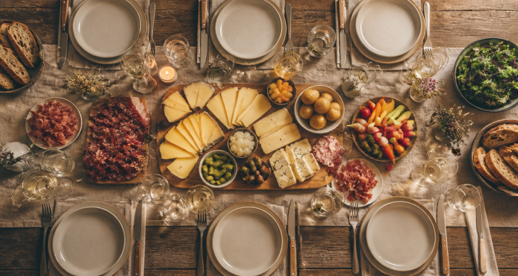 liste courses raclette 10 personnes table fromage charcuterie