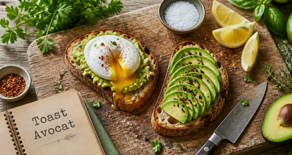 recettes toast avocat sur pain au levain avec œuf et avocat